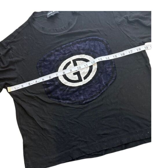 Georgio Armani Women's‎ Black T-Shirt with Velvet Oversized Logo Size 46 (XL/10) - Picture 5 of 8